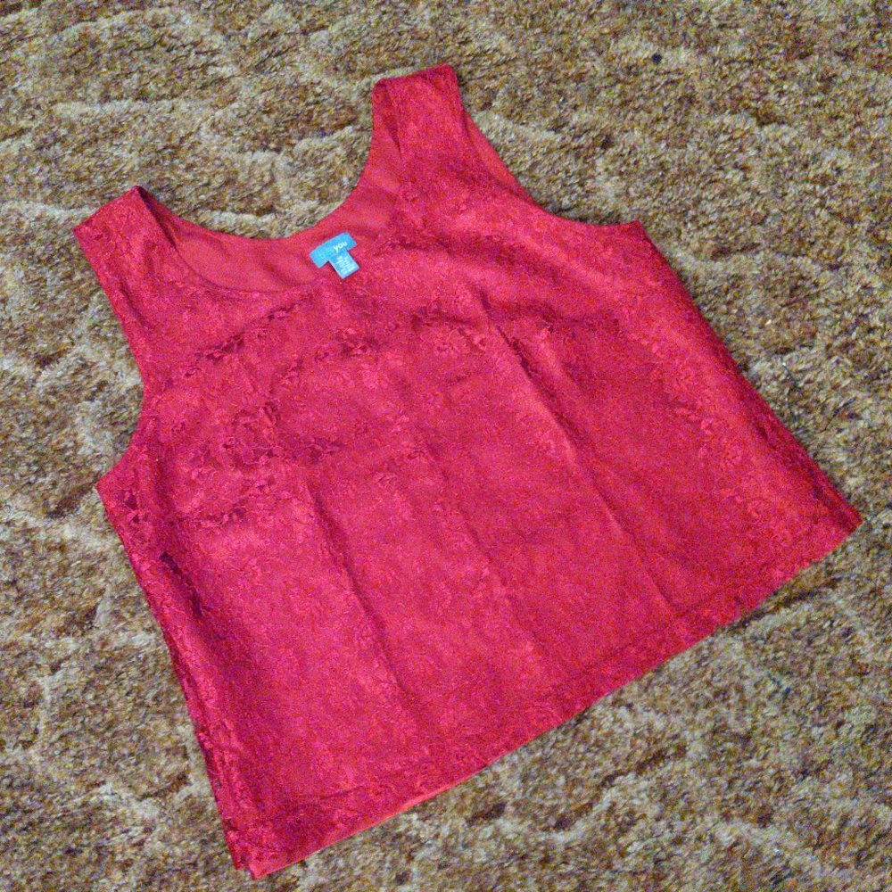 4/$20 | Tres You Red Lace Tank Top Blouse